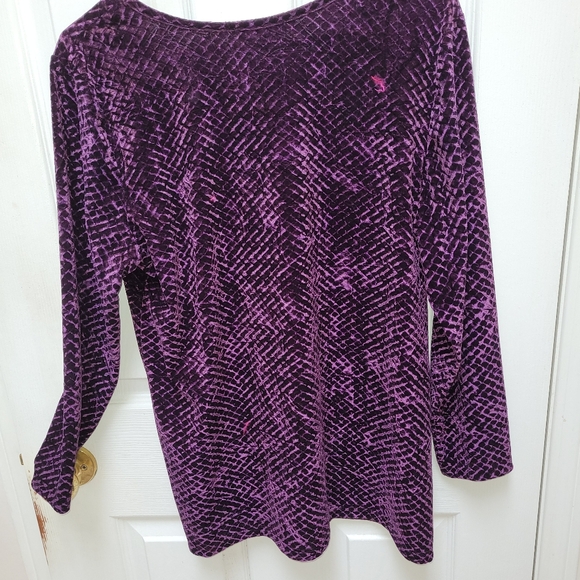 Ladies long sleeve patterned Corduroy deep purple top size unknown - Picture 2 of 3
